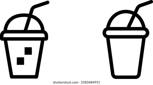 Iced Smoothie Icon Sign – Beverage and Refreshment Vector Symbol Set