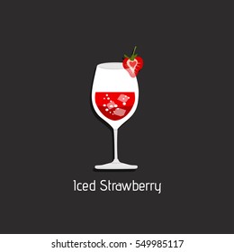 Iced Strawberry with strawberry slice. Vector