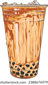 Iced tea bubbles Thai tea drink