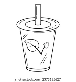 Iced tea cup icon design, line art and logo design