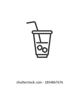 Iced tea cup line icon. linear style sign for mobile concept and web design. Soft drink cup outline vector icon. Symbol, logo illustration. Vector graphics