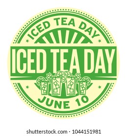 Iced Tea Day, June 10, rubber stamp, vector Illustration