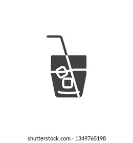Iced tea glass vector icon. filled flat sign for mobile concept and web design. Lemonade glass with ice and straw glyph icon. Symbol, logo illustration. Pixel perfect vector graphics