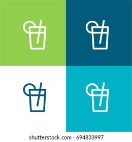 Iced tea green and blue material color minimal icon or logo design