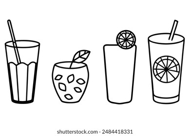 Iced tea hand-drawn line art cool drink illustration