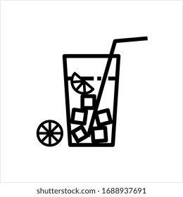 Iced Tea Icon, Ice Tea Icon, Flavored Chilled Water Tea In Glass Vector Art Illustration