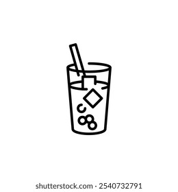 Iced Tea icon. Simple iced tea icon with straw and ice cubes, perfect for social media, app, and web design. Vector illustration