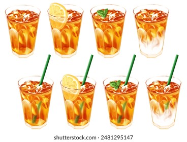 Iced tea, lemon tea, milk tea, mint tea