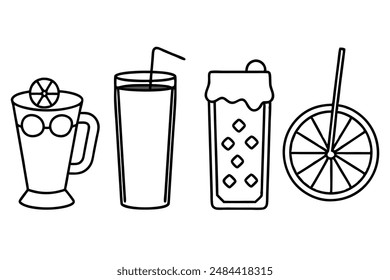 Iced tea line art sketch minimalist summer artwork
