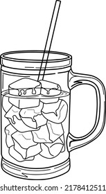 iced tea line vector illustration isolated on white background