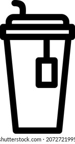 Iced Tea Outline Vector Icon Design
