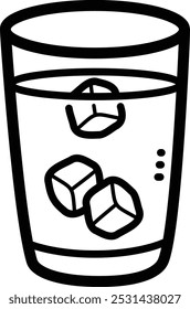 Iced water doodle vector icon and illustration
