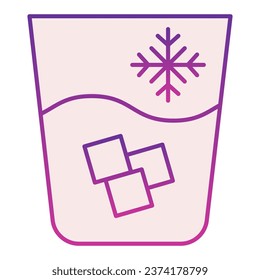Icono llano de agua helada. Agua con íconos de hielo violeta al estilo moderno y plano. Vidrio de diseño de gradiente de bebida fría, diseñado para web y app. Eps 10