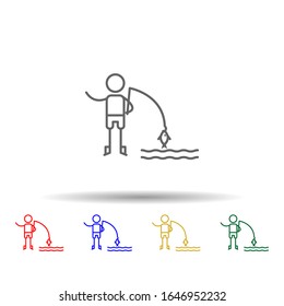 Ice-fishing, adventure multi color style icon. Simple thin line, outline vector of Adventure icons for ui and ux, website or mobile application