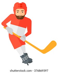 Eishockeyspieler mit Stock.