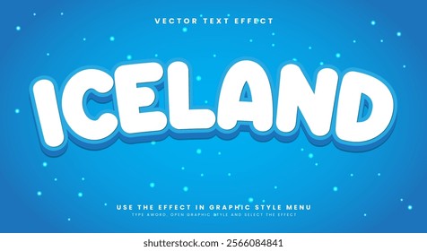 Iceland 3D editable text effect template Suitable for Snow Style
