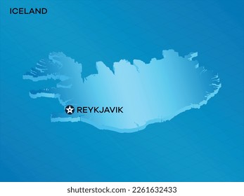 Iceland 3D Isometric map with Capital Mark Reykjavik Vector Illustration Design