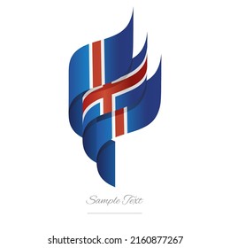 Iceland abstract 3D wavy flag blue white red modern Icelandic ribbon torch flame strip logo icon vector