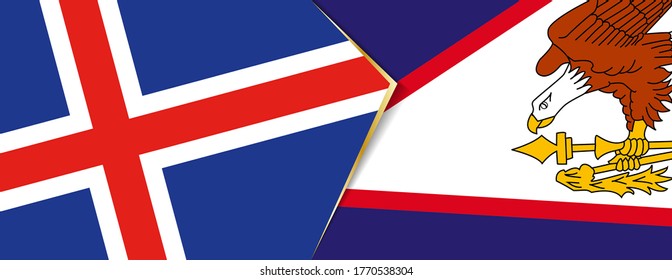 Banderas de Islandia y Samoa Americana, dos banderas vectoriales símbolo de relación o enfrentamiento.