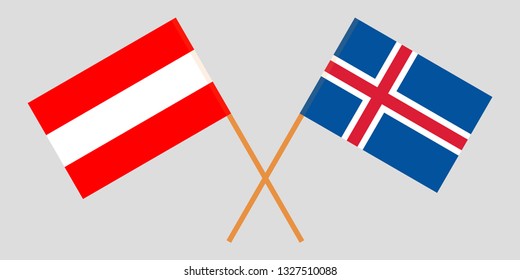 Iceland and Austria. The Icelandic and Austrian flags. Official colors. Correct proportion. Vector illustration