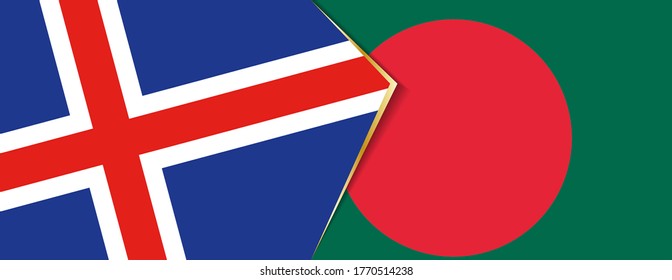 Iceland and Bangladesh flags, two vector flags symbol of relationship or confrontation.