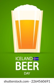 Iceland Beer Day glass, vector art illustration.