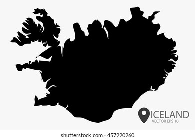 Iceland black map vector illustration