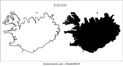 Iceland Blank Map, Iceland Map Outline Vector Images