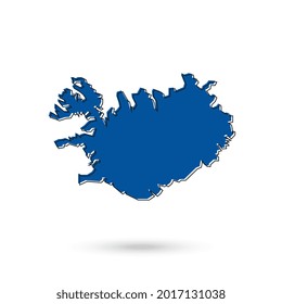 Mapa de vectores azules de Islandia aislado en fondo blanco.