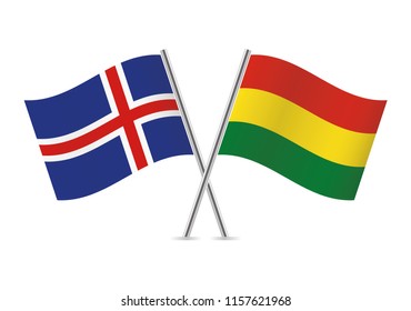 Iceland and Bolivia flags. Vector illustration.