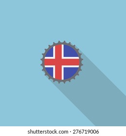 Iceland bottle cap flat icon with long shadow. Vector illustration EPS10