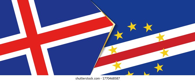 Iceland and Cape Verde flags, two vector flags symbol of relationship or confrontation.