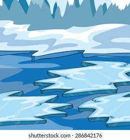 Iceland - Cartoon Vector Illustration - ice floes in the ocean