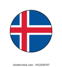 Iceland Circle Flag Icon Set in northern Europe.