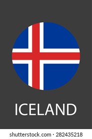 Iceland circle flag - vector icon