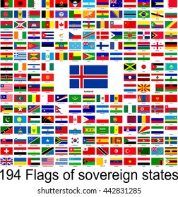 Iceland, collection of vector images of flags of the world