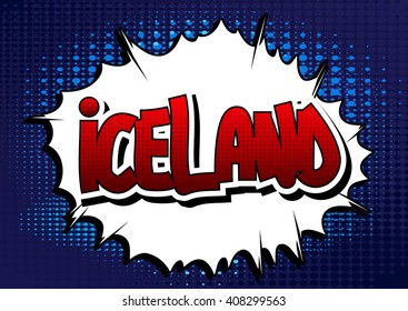 Iceland - Comic book style word