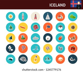 Iceland concept flat icons