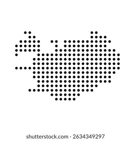 Iceland country dotted map. Black spot pixel illustration isolated on white background. Vector circle mosaic.
