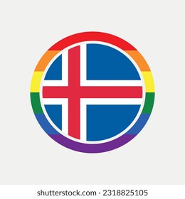 Iceland country flag circle - lgbt flag graphic element Illustration template design
