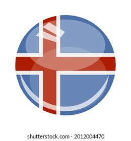 Vector de bandera de Islandia redondo y brillante