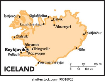 Iceland Country Map