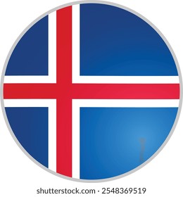 Iceland Country Round Flag Vector