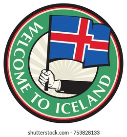 Iceland country welcome sign or stamp. Vector illustration