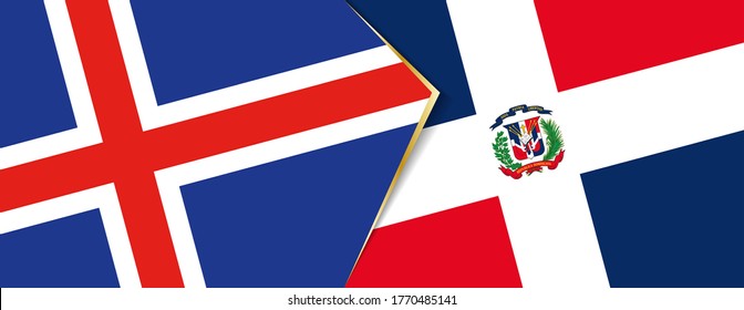 Iceland and Dominican Republic flags, two vector flags symbol of relationship or confrontation.