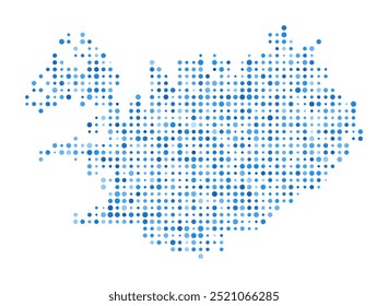 Iceland Dot Map. Country Digital Style Shape. Iceland vector image. Country shape blue circular dots. Amazing vector illustration.
