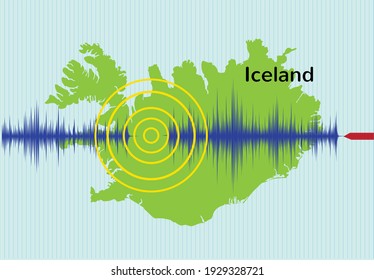 Iceland Earthquake concept. Editable Clip Art. 