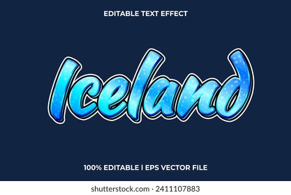 tipo de letra modificable de iceland. efecto de texto de plantilla de tipografía. logotipo de ilustración vectorial con letras