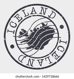 Iceland Europe Stamp Postal. Map Silhouette Seal. Passport Round Design. Vector Icon. Design Retro Travel.