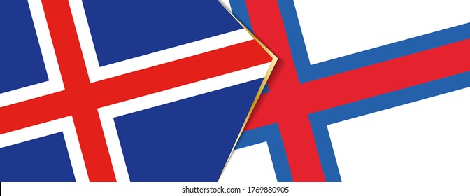Iceland and Faroe Islands flags, two vector flags symbol of relationship or confrontation.